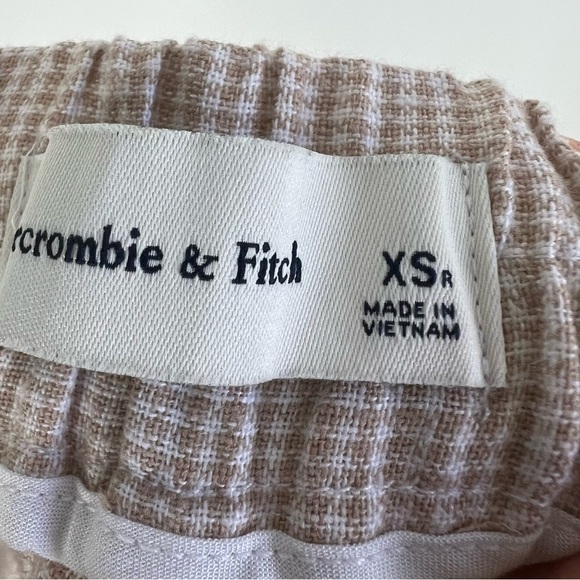 Abercrombie & Fitch Linen Plaid High Rise Trousers Pants Size XS - Picture 7 of 8